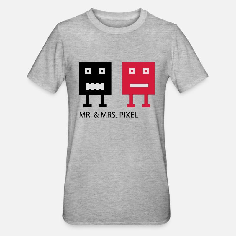 Mr & Mrs Pixel - T-shirt polycoton Unisexe - gris chiné