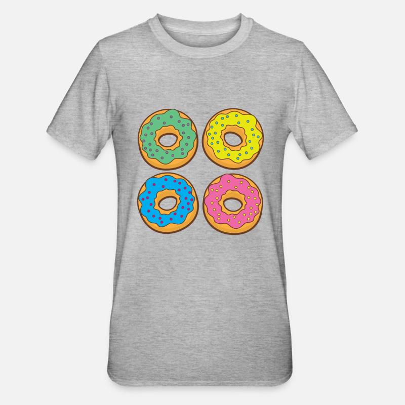 Vier Donuts Donuts - Unisex Polycotton T-Shirt - Grau meliert