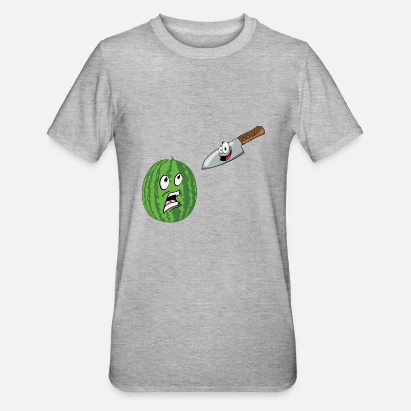 Watermelon Comic - Unisex Polycotton T-Shirt - heather grey
