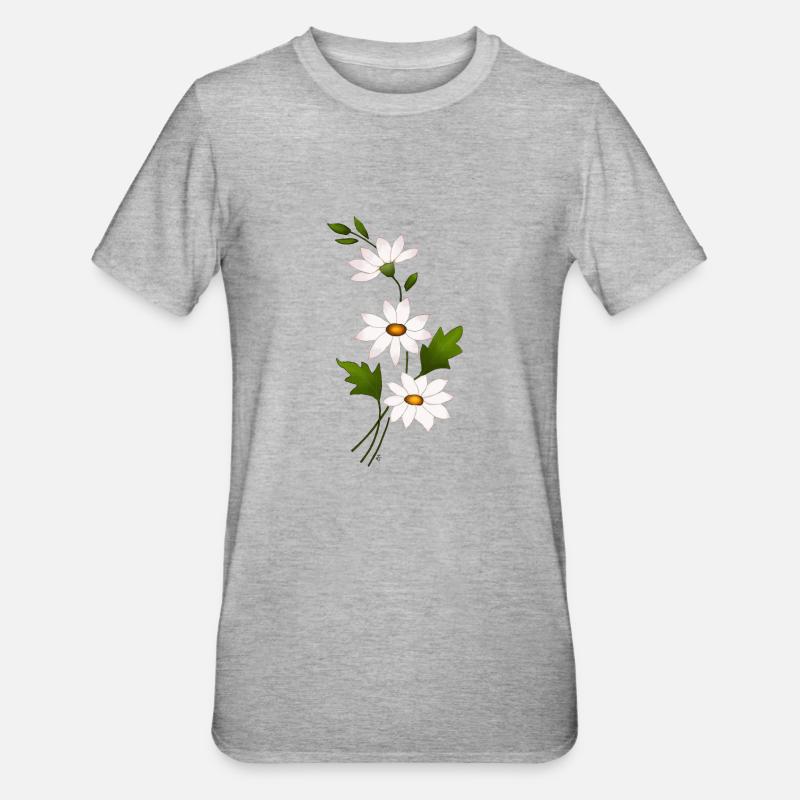 Gänseblümchenblüten - Unisex Polycotton T-Shirt - Grau meliert