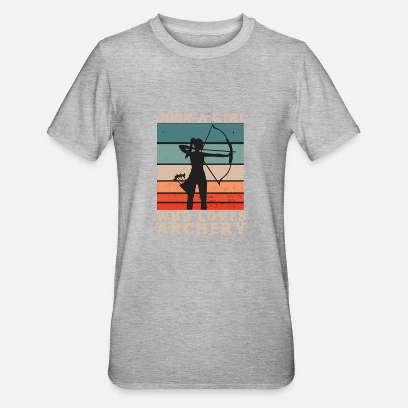 Bogenschießen - Archery - Pfeil und Bogen - Unisex Polycotton T-Shirt - Grau meliert