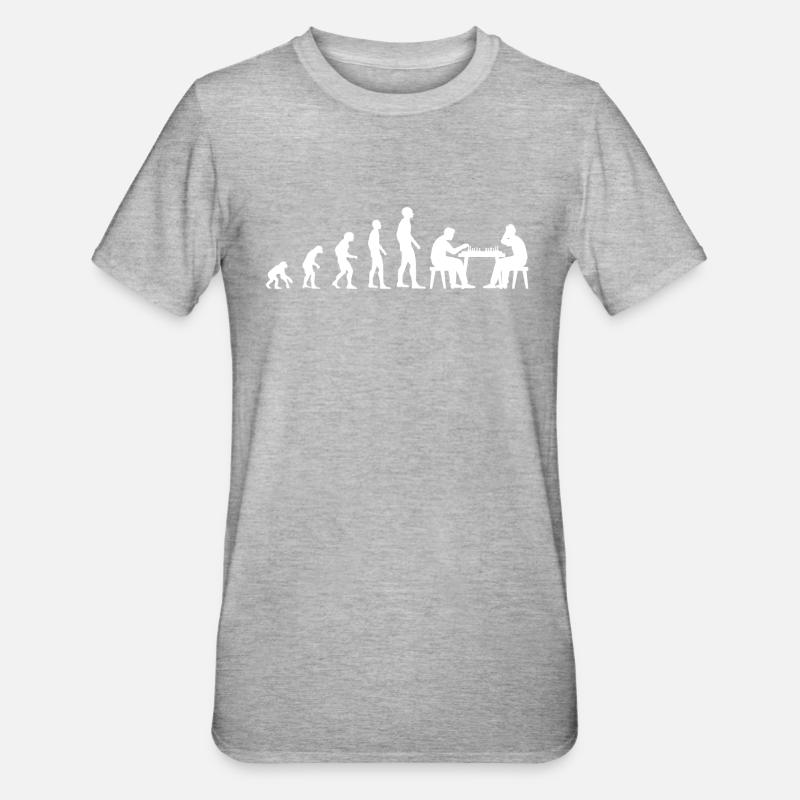 Schach Evolution Geschenk - Unisex Polycotton T-Shirt - Grau meliert
