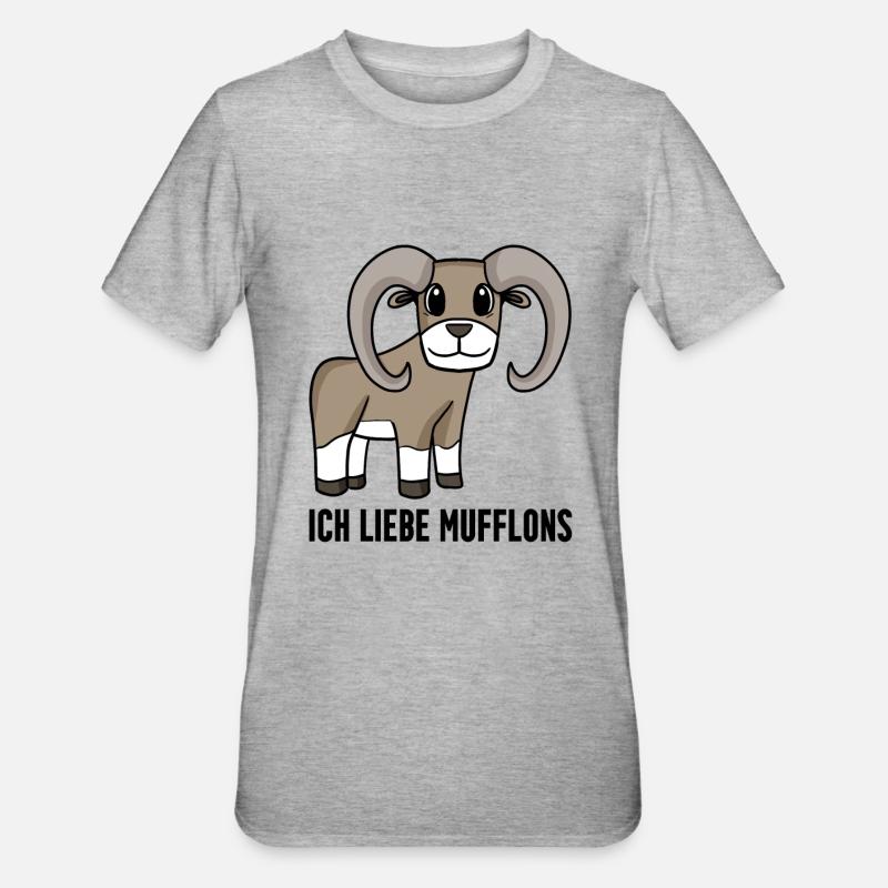 Mufflon Wildschaf - Unisex Polycotton T-Shirt - Grau meliert
