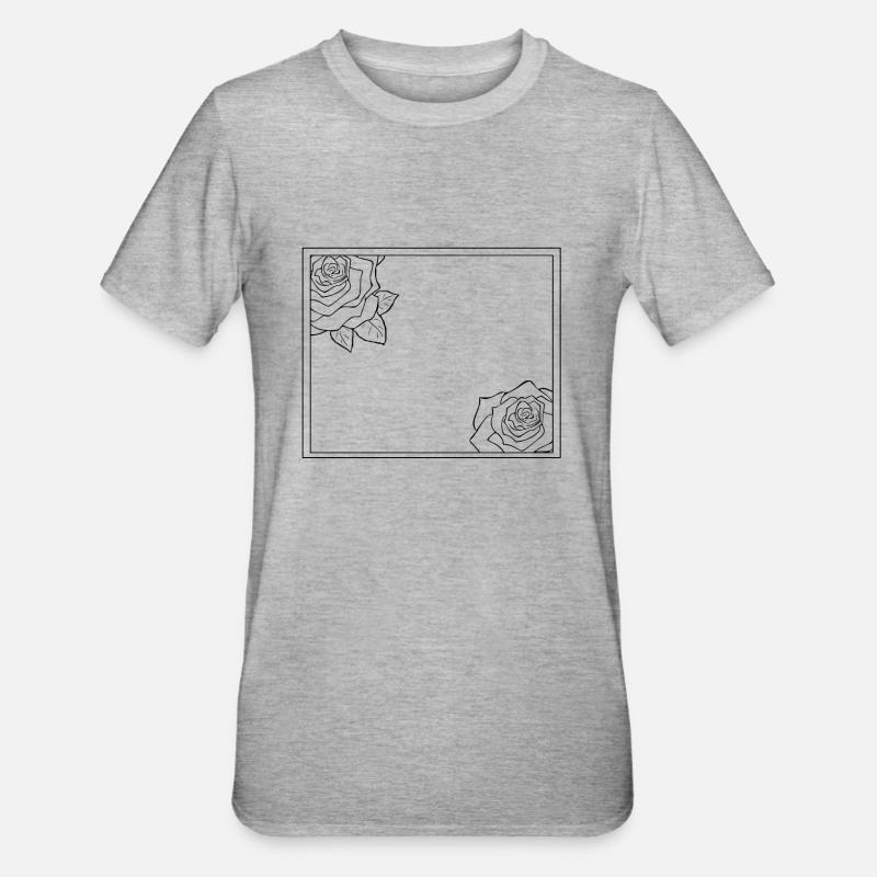 Rectangular frame with roses - Unisex Polycotton T-Shirt - heather grey