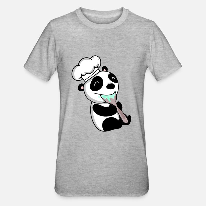 Panda Chef Mignon - T-shirt polycoton Unisexe - gris chiné