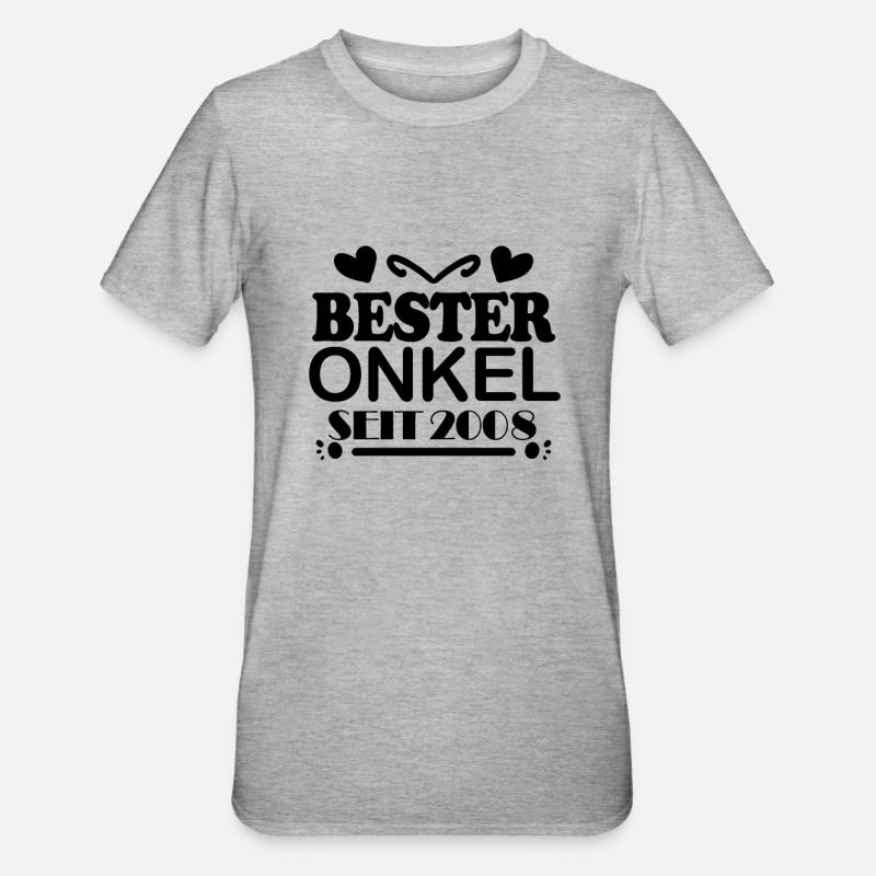 Bester Onkel seit 2008 - Unisex Polycotton T-Shirt - Grau meliert