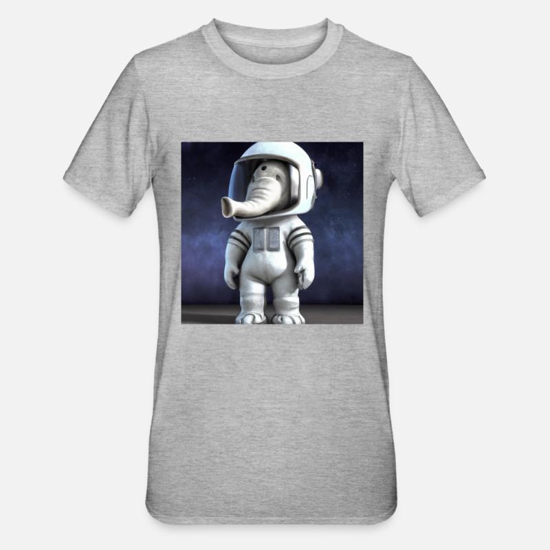 Astronauten-Elefant: Einzigartiges Design - Unisex Polycotton T-Shirt - Grau meliert