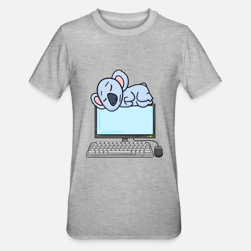 Koala Computer Nerd Programmierer Geschenk - Unisex Polycotton T-Shirt - Grau meliert
