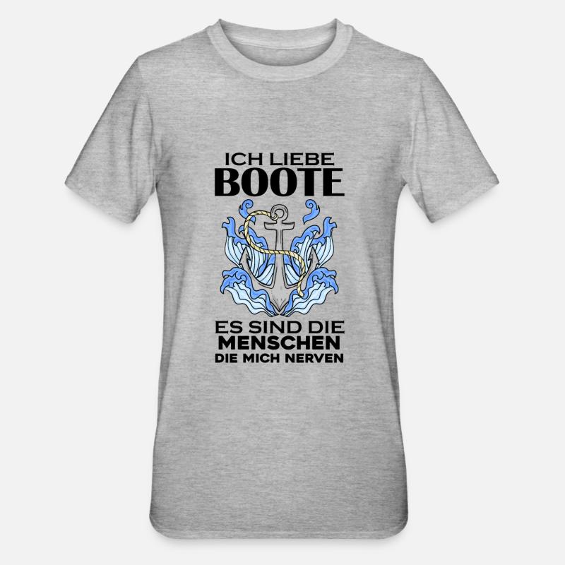 Boote Motorboot Boot - Unisex Polycotton T-Shirt - Grau meliert