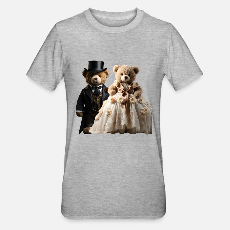 Deux jeunes mariés heureux - T-shirt polycoton Unisexe - gris chiné