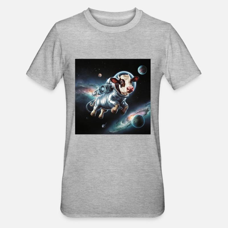 Vache de l’espace 2 - T-shirt polycoton Unisexe - gris chiné