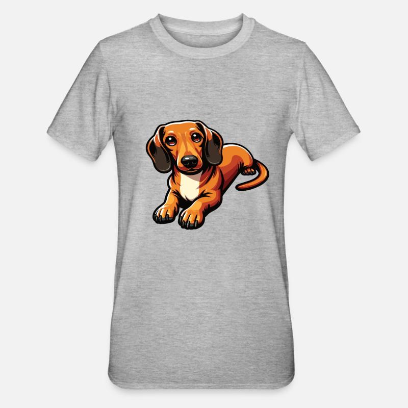 Dackel Hund - Unisex Polycotton T-Shirt - Grau meliert