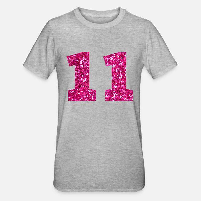 Numero 11 Glitter Rosa - 11° Compleanno - Maglietta unisex, mix cotone e poliestere - grigio melange