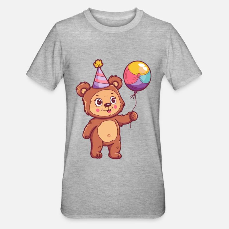 Bear Birthday Comic - Unisex Polycotton T-Shirt - heather grey