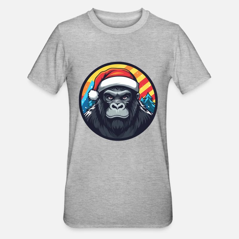 Gorille de Noël - T-shirt polycoton Unisexe - gris chiné