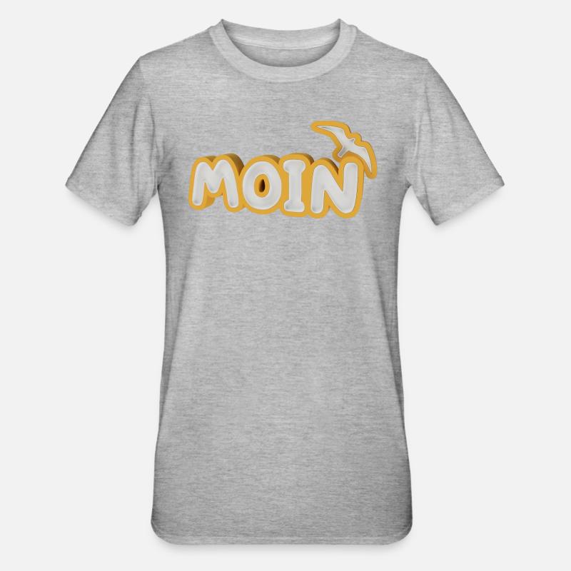 Moin mit Möwe - Unisex Polycotton T-Shirt - Grau meliert
