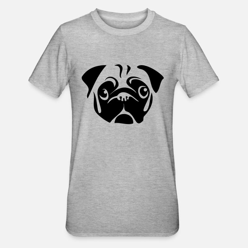 Mops - Unisex Polycotton T-Shirt - Grau meliert