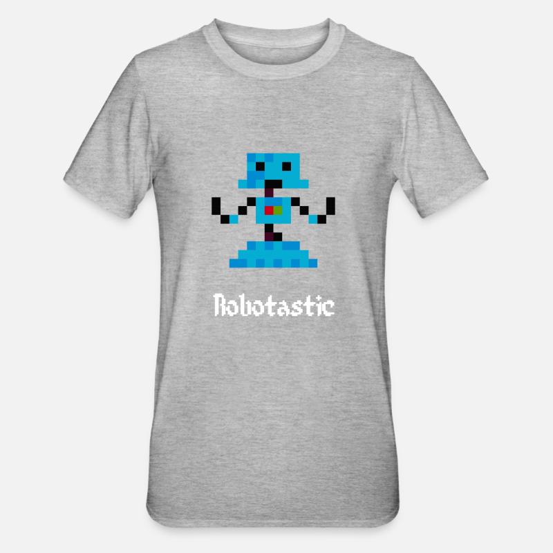 Robot 8 bits (Robotastic) - T-shirt polycoton Unisexe - gris chiné