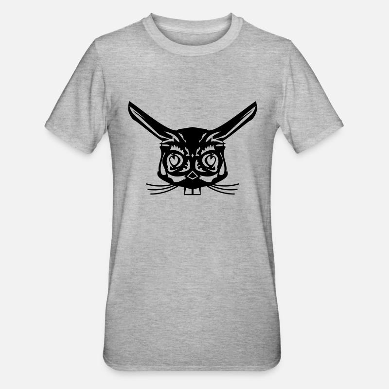 Visage abstrait de lapin - T-shirt polycoton Unisexe - gris chiné