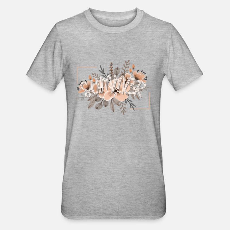 Fleurs d’été - T-shirt polycoton Unisexe - gris chiné