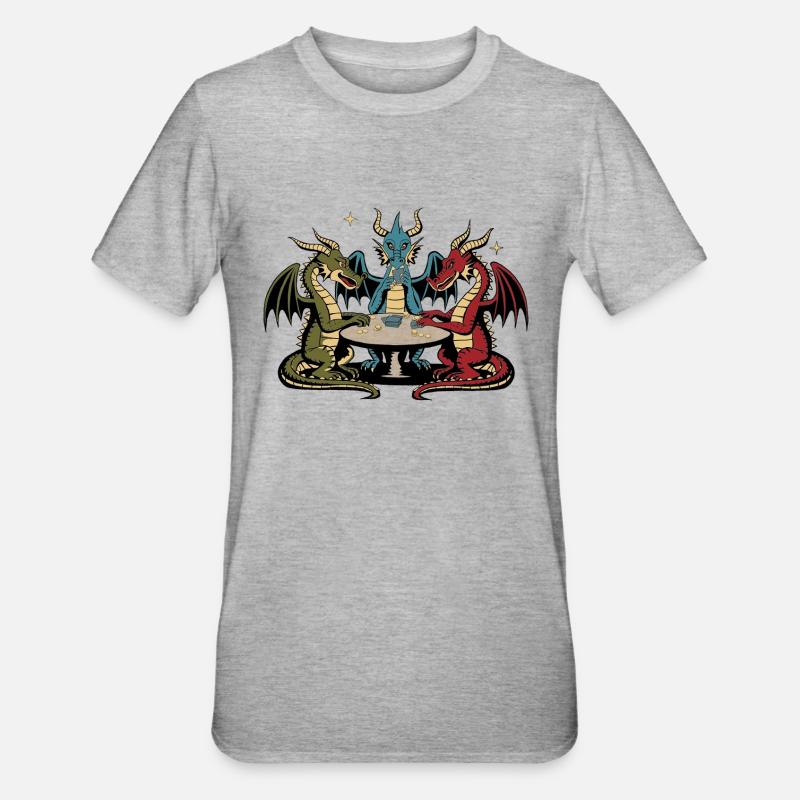 Dragons playing cards - Unisex Polycotton T-Shirt - heather grey