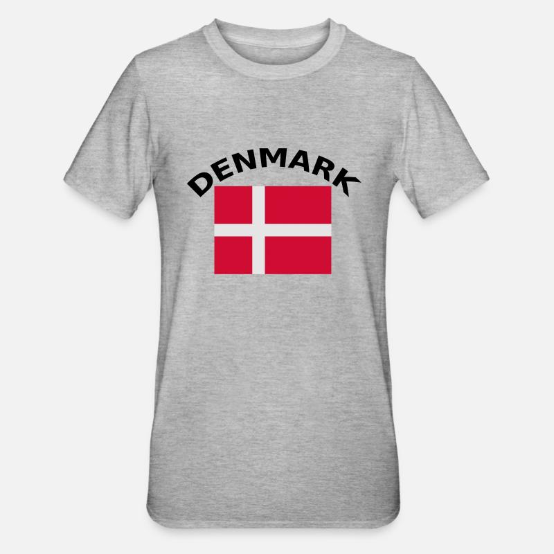 Danemark, Danemark, drapeau, drapeau - T-shirt polycoton Unisexe - gris chiné
