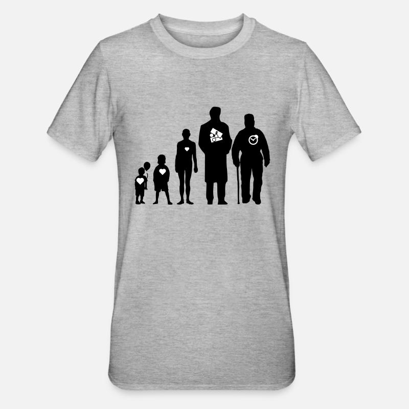 Le cycle de la vie : l'amour, l'argent, le temps - T-shirt polycoton Unisexe - gris chiné