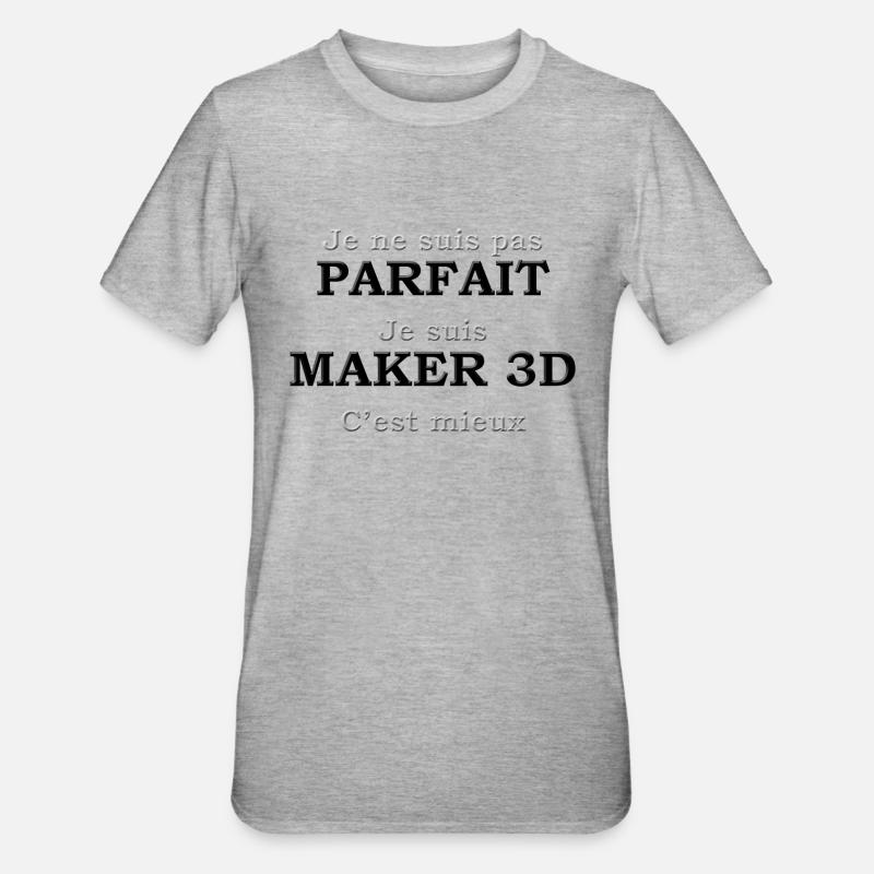 PARFAIT MAKER 3D - T-shirt polycoton Unisexe - gris chiné