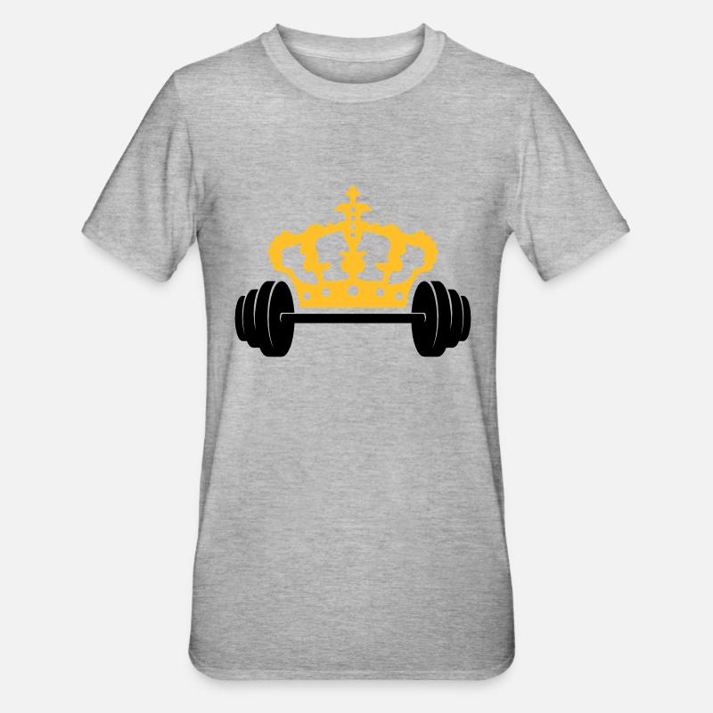 Conception du logo Krone Dumbbell - T-shirt polycoton Unisexe - gris chiné