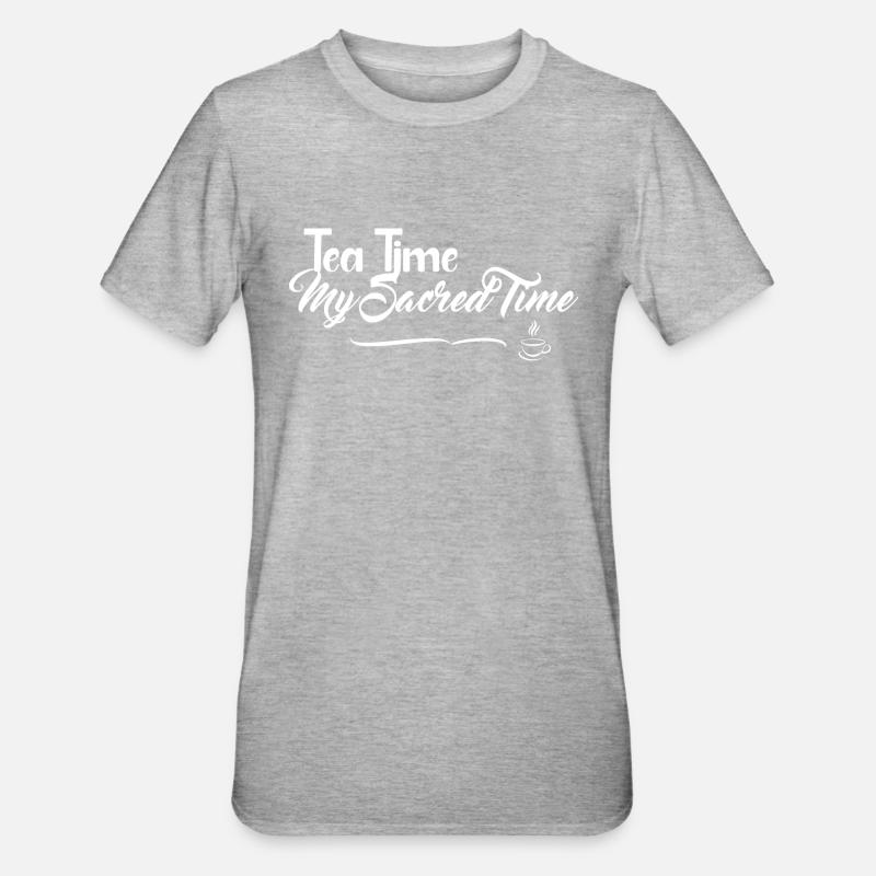 Tea Time et Hapiness Design - T-shirt polycoton Unisexe - gris chiné