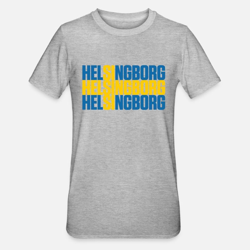 Helsingborg Suède Drapeau - T-shirt polycoton Unisexe - gris chiné