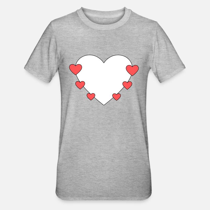 Cœur avec de petits cœurs - T-shirt polycoton Unisexe - gris chiné