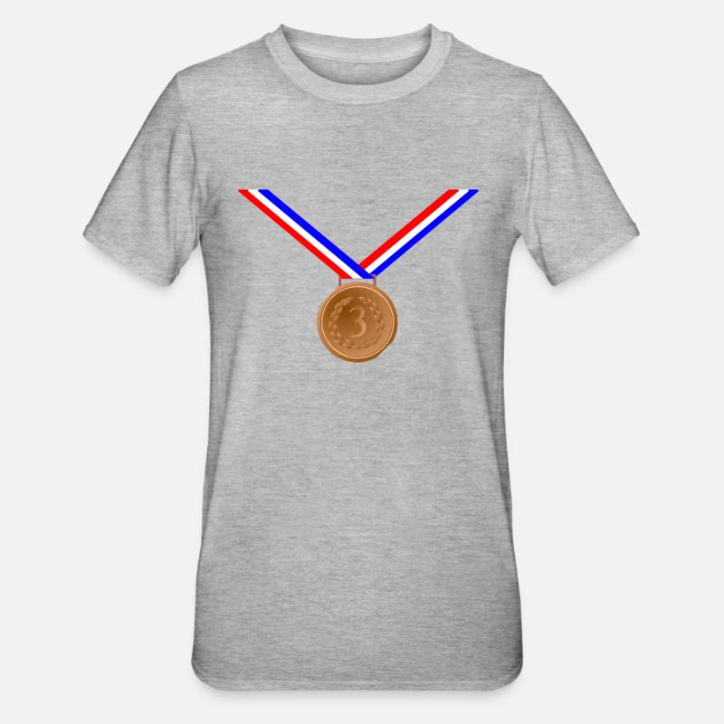 Médaille de bronze 3ème - T-shirt polycoton Unisexe - gris chiné
