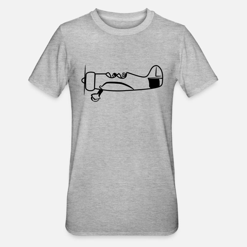 Propeller plane flying oldtimer - Unisex Polycotton T-Shirt - heather grey