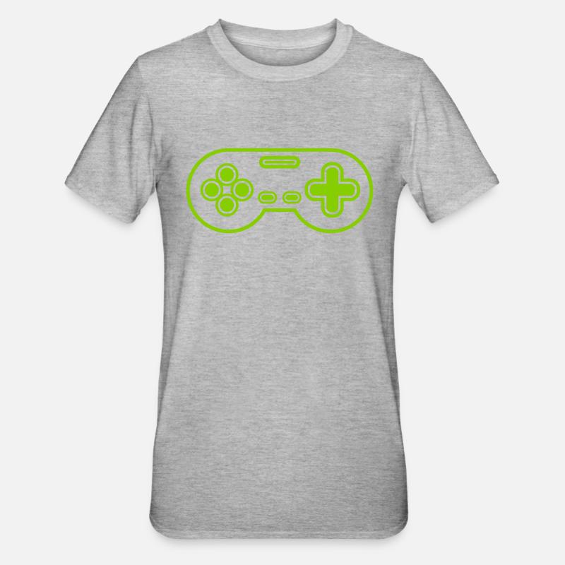 Retro Gamer alter Controller - Unisex Polycotton T-Shirt - Grau meliert