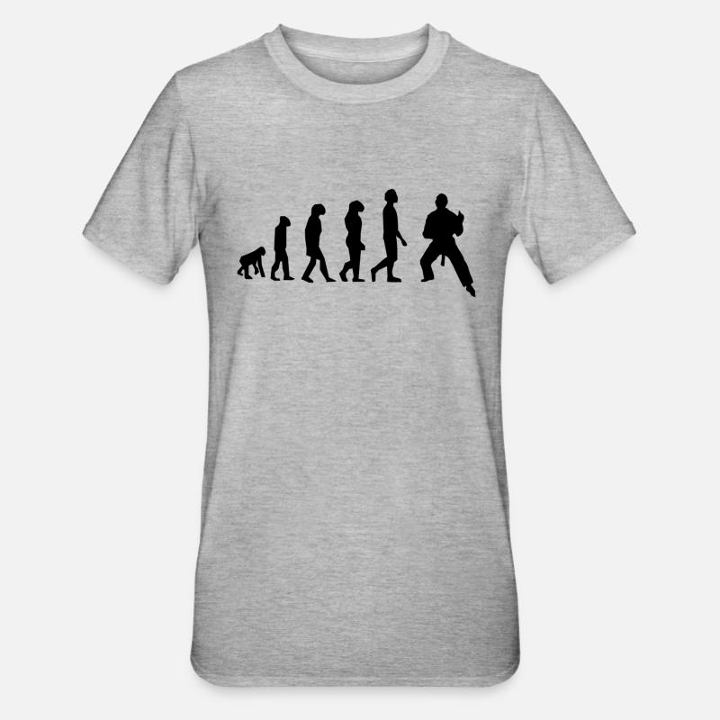 Evolution der Kampfkünste - Unisex Polycotton T-Shirt - Grau meliert