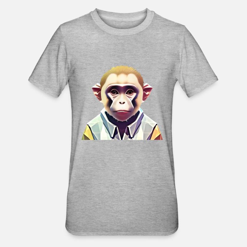 Polygon Affe - Unisex Polycotton T-Shirt - Grau meliert