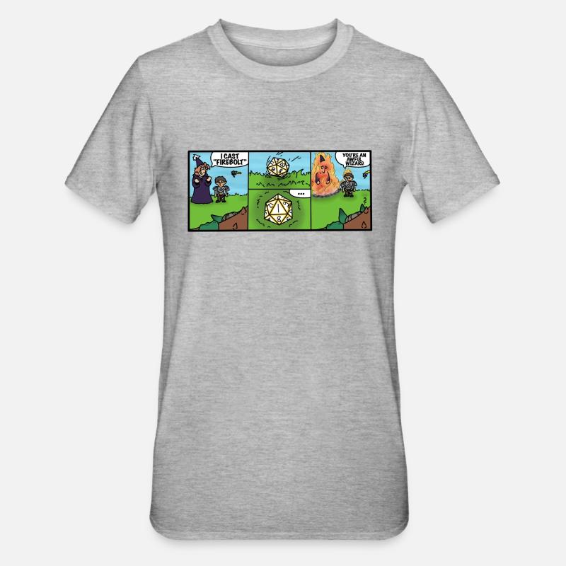 Kurzer Comic - Unisex Polycotton T-Shirt - Grau meliert