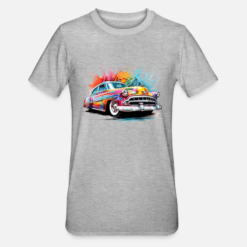 bunter Oldtimer - Unisex Polycotton T-Shirt - Grau meliert