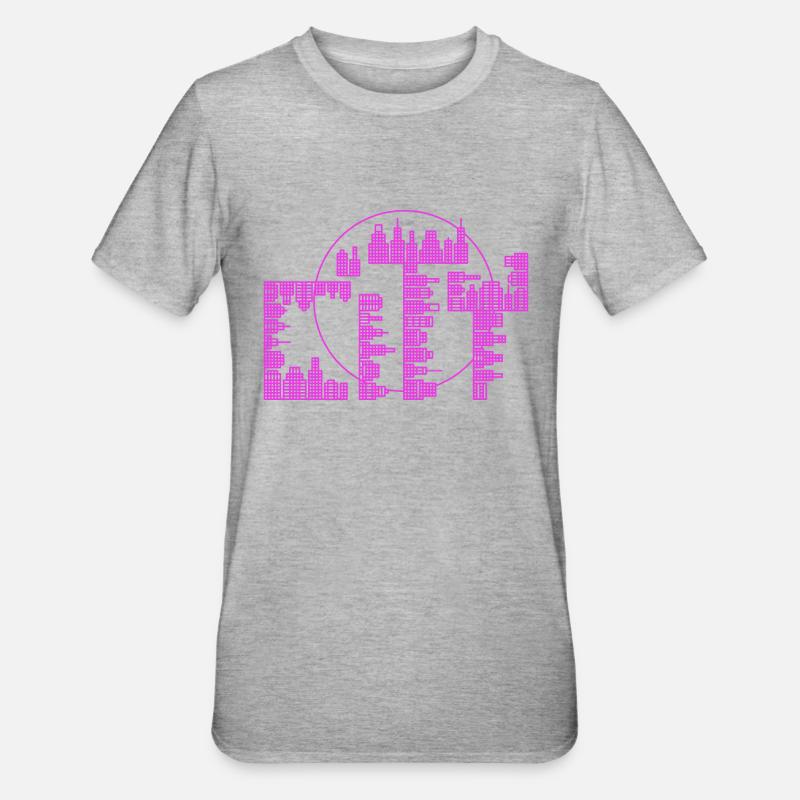 Skyline, City - version violette - T-shirt polycoton Unisexe - gris chiné