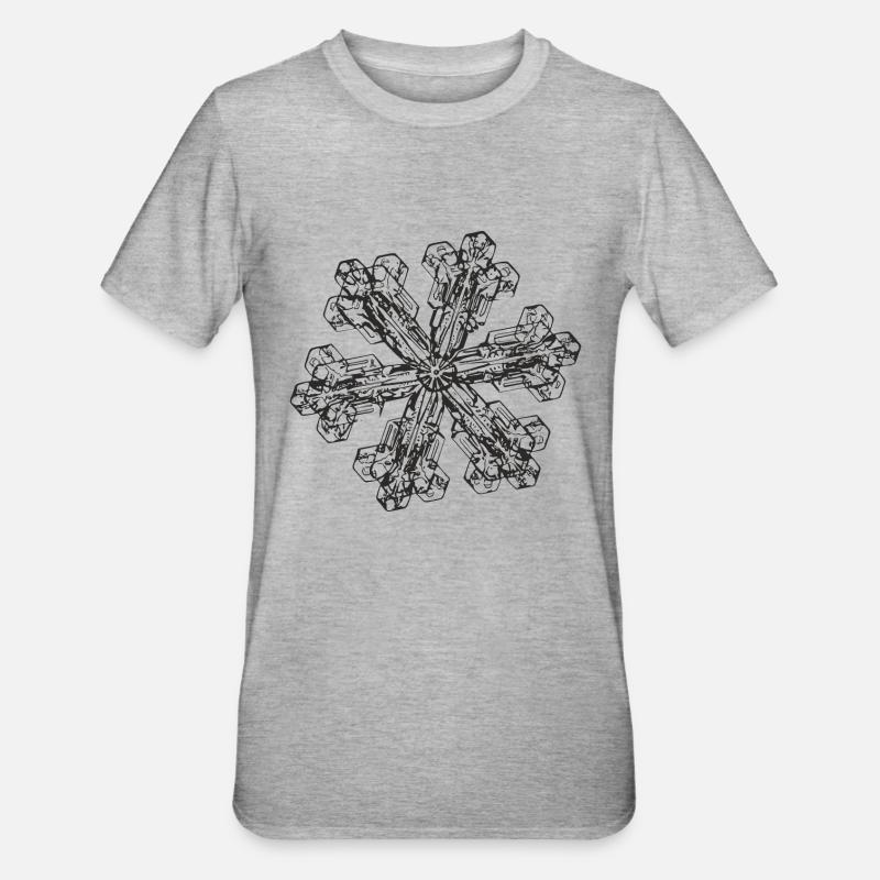 snowflake 3 black - Unisex Polycotton T-Shirt - Grau meliert