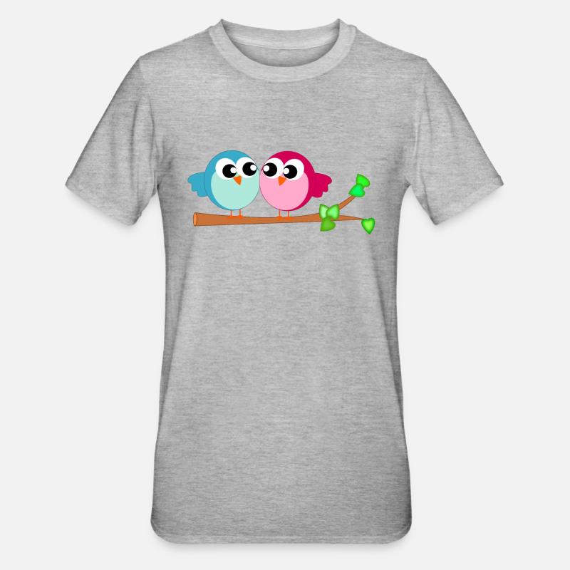 Petits petits oiseaux - T-shirt polycoton Unisexe - gris chiné