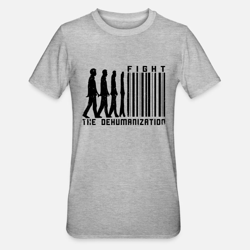 Bekämpfe die Entmenschlichung - Unisex Polycotton T-Shirt - Grau meliert