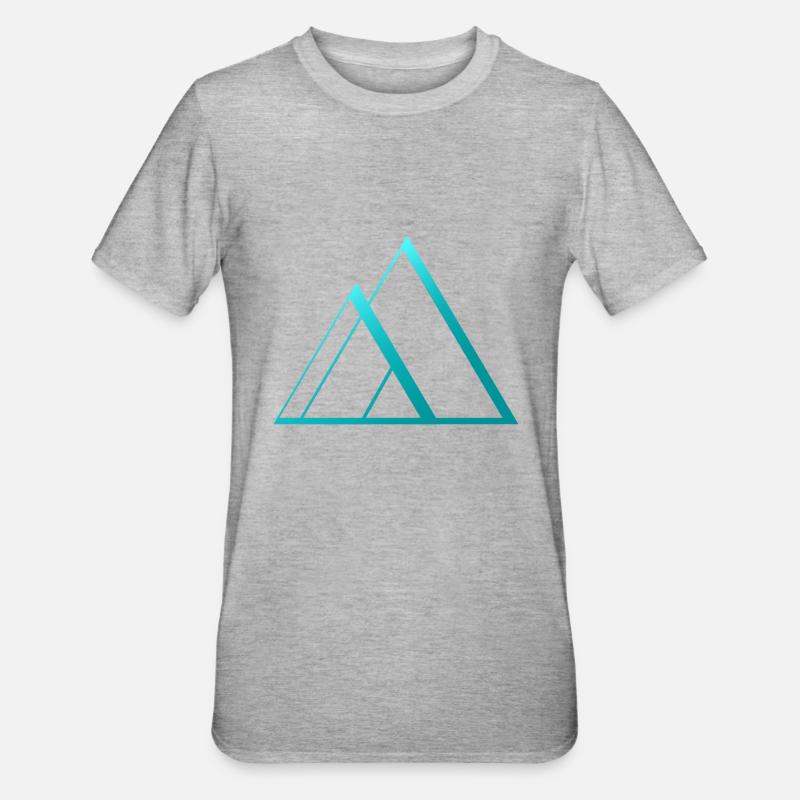 blue pyramid triangles design - Unisex Polycotton T-Shirt - heather grey