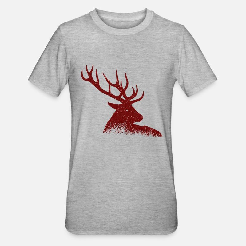 Hirsch - Unisex Polycotton T-Shirt - Grau meliert