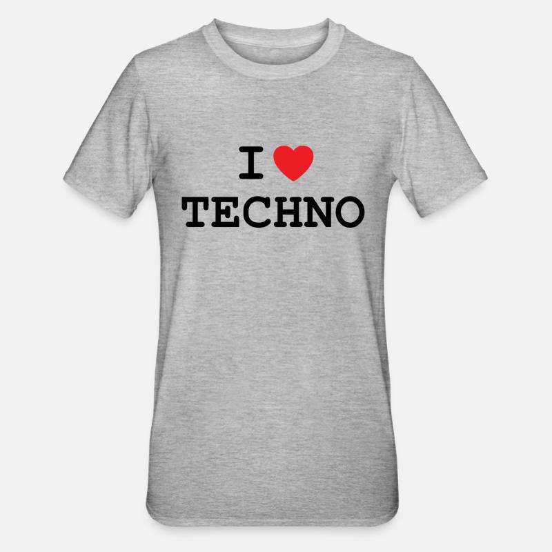 J’adore la techno - T-shirt polycoton Unisexe - gris chiné