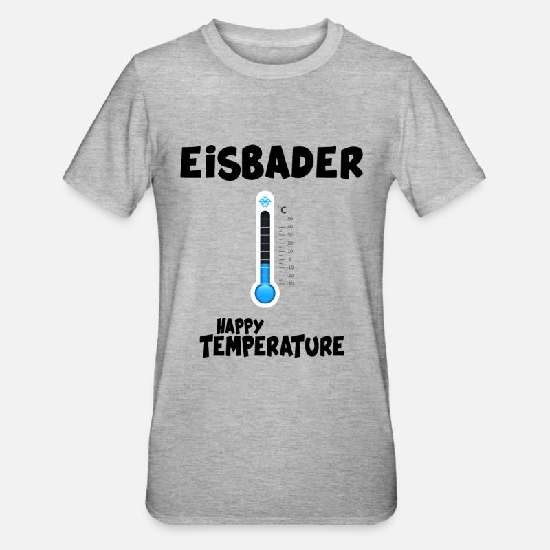 Eisbader Eisbadezeit "Happy Temperature" - Unisex Polycotton T-Shirt - Grau meliert