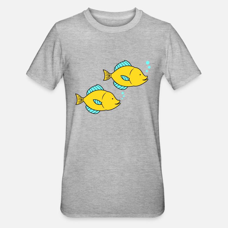 Bande dessinée Poissons - T-shirt polycoton Unisexe - gris chiné