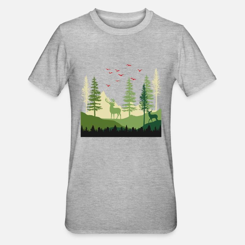 Escapade Sérénité en forêt - T-shirt polycoton Unisexe - gris chiné