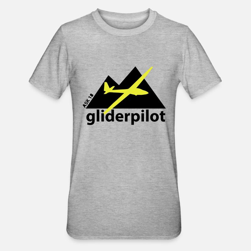 soaring-tv: gliderpilot - Unisex Polycotton T-Shirt - Grau meliert